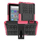 For Amazon Kindle Fire 7 2022 Tire Texture TPU + PC Tablet Case with Holder(Pink) - 1