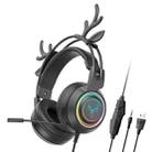 SOYTO SY-G25 Antlers RGB HD Microphone 3D Space Sound Wired Gaming Headset(Black) - 1