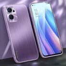 For OPPO Reno7 Brushed Texture Shockproof Phone Case(Light Purple) - 1