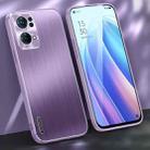 For OPPO Reno7 Pro 5G Brushed Texture Shockproof Phone Case(Light Purple) - 1