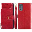 For Motorola Moto G62 5G Zipper Bag Leather Phone Case(Red) - 1