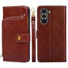 For Huawei nova 10 Pro Zipper Bag Leather Phone Case(Brown) - 1