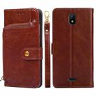 For Nokia C100 Zipper Bag Leather Phone Case(Brown) - 1