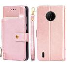 For Nokia C200 Zipper Bag Leather Phone Case(Rose Gold) - 1