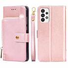 For Samsung Galaxy A73 5G Zipper Bag Leather Phone Case(Rose Gold) - 1