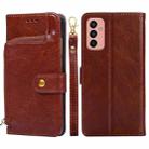 For Samsung Galaxy M13 Zipper Bag Leather Phone Case(Brown) - 1