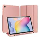 For Galaxy Tab S6 Lite 10.4 inch / S6 Lite 2024 DUX DUCIS Domo Series Horizontal Flip Magnetic PU Leather Case with Three-folding Holder & Pen Slot & Sleep / Wake-up Function(Pink) - 1