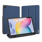 For Galaxy Tab S6 Lite 10.4 inch / S6 Lite 2024 DUX DUCIS Domo Series Horizontal Flip Magnetic PU Leather Case with Three-folding Holder & Pen Slot & Sleep / Wake-up Function(Blue) - 1