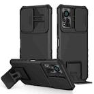 For Infinix Hot 11S NFC Stereoscopic Holder Sliding Camshield Phone Case(Black) - 1