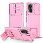 For Infinix Hot 11S NFC Stereoscopic Holder Sliding Camshield Phone Case(Pink) - 1