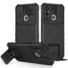 For Infinix Hot 11 Stereoscopic Holder Sliding Camshield Phone Case(Black) - 1