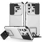 For Infinix Hot 11 Stereoscopic Holder Sliding Camshield Phone Case(White) - 1