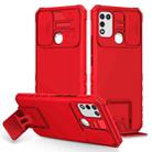 For Infinix Hot 10 Play/11 Play Stereoscopic Holder Sliding Camshield Phone Case(Red) - 1