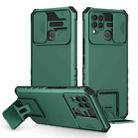 For Infinix Hot 10s Stereoscopic Holder Sliding Camshield Phone Case(Green) - 1