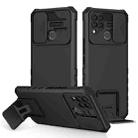 For Infinix Hot 10s Stereoscopic Holder Sliding Camshield Phone Case(Black) - 1