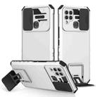 For Infinix Hot 10s Stereoscopic Holder Sliding Camshield Phone Case(White) - 1