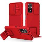 For Xiaomi Redmi Note 11/11S Global Stereoscopic Holder Sliding Camshield Phone Case(Red) - 1