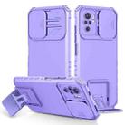 For Xiaomi Redmi Note 10 4G Stereoscopic Holder Sliding Camshield Phone Case(Purple) - 1