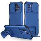 For Xiaomi Redmi Note 10 4G Stereoscopic Holder Sliding Camshield Phone Case(Blue) - 1