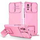 For Xiaomi Redmi Note 10 4G Stereoscopic Holder Sliding Camshield Phone Case(Pink) - 1