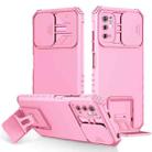 For Xiaomi Redmi Note 10 5G Stereoscopic Holder Sliding Camshield Phone Case(Pink) - 1