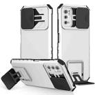 For Xiaomi Redmi Note 10 5G Stereoscopic Holder Sliding Camshield Phone Case(White) - 1