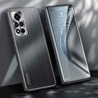 For Honor V40 5G Brushed Texture Shockproof Phone Case(Black) - 1