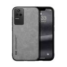 For Xiaomi Redmi K40s Skin Feel Magnetic Leather Back Phone Case(Light Grey) - 1