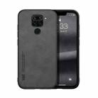 For Xiaomi Redmi Note 9 Global Skin Feel Magnetic Leather Back Phone Case(Dark Grey) - 1