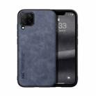 For Samsung Galaxy A22 4G Skin Feel Magnetic Leather Back Phone Case(Blue) - 1
