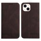 For iPhone 14 Strong Magnetic Leather Case (Brown) - 1