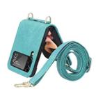 For Samsung Galaxy Z Filp4 5G Lanyard Folding Leather Phone Case(Green) - 1