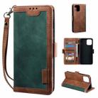 For iPhone 14 Pro Max Retro Splicing Leather Phone Case (Green) - 1