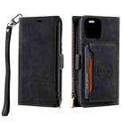 For iPhone 14 Pro Max Zipper Card Leather Phone Case (Black) - 1