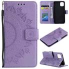 For iPhone 14 Pro Totem Flower Embossed Leather Case(Purple) - 1