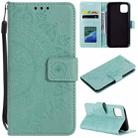 For iPhone 14 Totem Flower Embossed Leather Case (Green) - 1