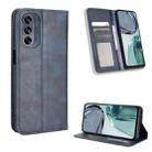 For Motorola Moto G62 5G Magnetic Buckle Retro Texture Leather Phone Case(Blue) - 1