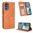 For Motorola Moto G62 5G Magnetic Buckle Retro Texture Leather Phone Case(Brown) - 1