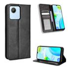 For Realme C30 4G Magnetic Buckle Retro Texture Leather Phone Case(Black) - 1