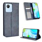 For Realme C30 4G Magnetic Buckle Retro Texture Leather Phone Case(Blue) - 1