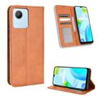For Realme C30 4G Magnetic Buckle Retro Texture Leather Phone Case(Brown) - 1