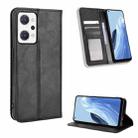 For OPPO Reno7 A Magnetic Buckle Retro Texture Leather Phone Case(Black) - 1