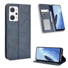 For OPPO Reno7 A Magnetic Buckle Retro Texture Leather Phone Case(Blue) - 1