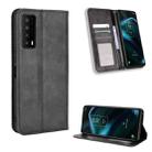 For TCL Stylus 5G Magnetic Buckle Retro Texture Leather Phone Case(Black) - 1