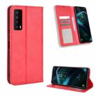 For TCL Stylus 5G Magnetic Buckle Retro Texture Leather Phone Case(Red) - 1