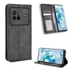 For vivo X80 5G Magnetic Buckle Retro Texture Leather Phone Case(Black) - 1