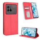 For vivo X80 5G Magnetic Buckle Retro Texture Leather Phone Case(Red) - 1