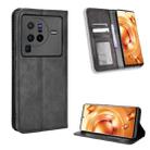 For vivo X80 Pro 5G Magnetic Buckle Retro Texture Leather Phone Case(Black) - 1