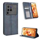 For vivo X80 Pro 5G Magnetic Buckle Retro Texture Leather Phone Case(Blue) - 1
