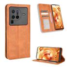 For vivo X80 Pro 5G Magnetic Buckle Retro Texture Leather Phone Case(Brown) - 1